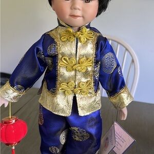 Elegant Blue and Gold Kids Doll